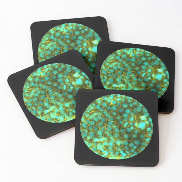 Item preview, Membranes and nuclei - cyan and gold designed and sold by ArtByScience.