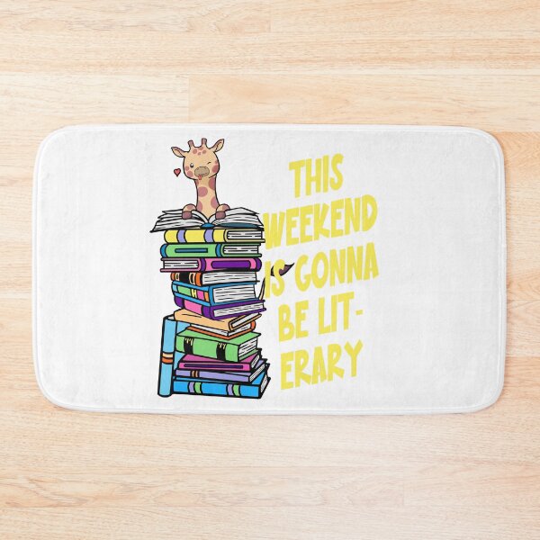 Item preview, Giraffe This Weekend Is Gonna Be Lit-erary Stack of Books Lover designed and sold by OtillieArt.