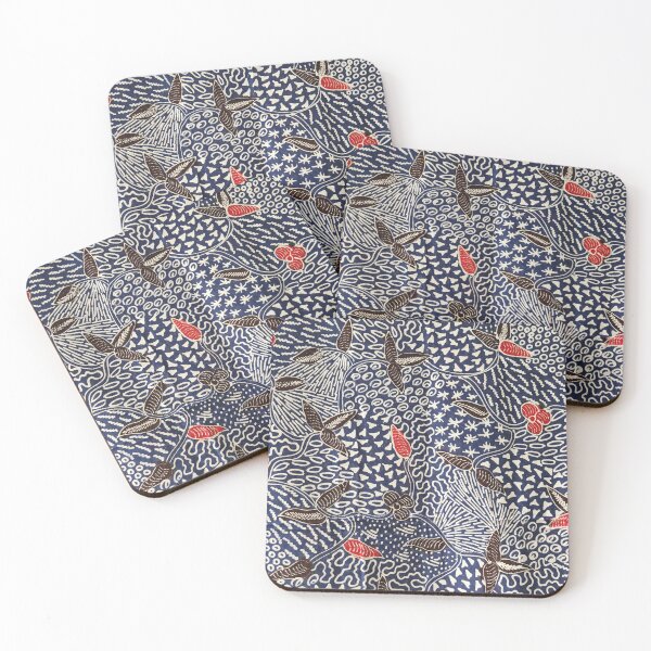 Item preview, Indonesia hand drawn batik blue flower plant Pamekasan Madura designed and sold by Morcawork.