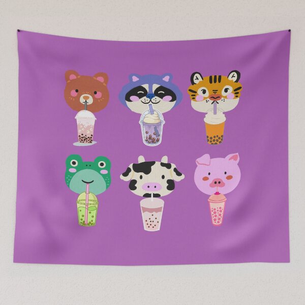 Item preview, Animal Friends Drinking Boba designed and sold by tmdaliggr.