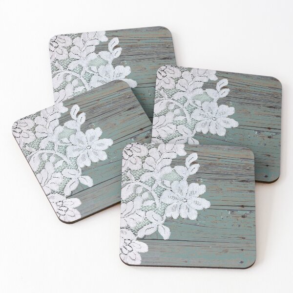Item preview, Parisian white lace Bohemian western country blue barn wood designed and sold by LEILA ART SPACE.