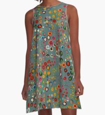 Meandering Spirals: Turquoise A-Line Dress