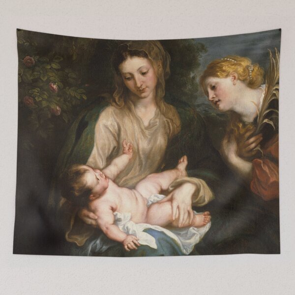 Item preview, Virgin and Child with Saint Catherine of Alexandria | Anthony van Dyck | 1630 Renaissance Gospel Biblical Art designed and sold by CJET.