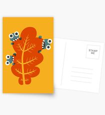 Cute Bugs Eating Autumn Leaves Postcards