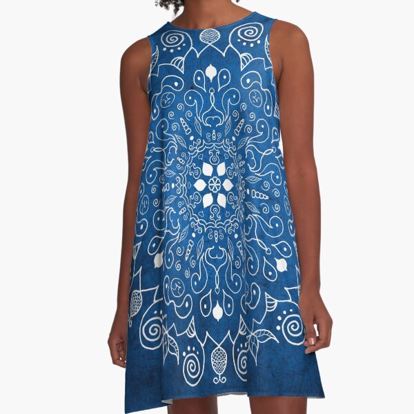 Mandala Blue A-Line Dress