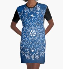 Mandala Blue Graphic T-Shirt Dress