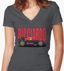 Ricciardo NO SPONSOR F1 Car Women's Fitted V-Neck T-Shirt