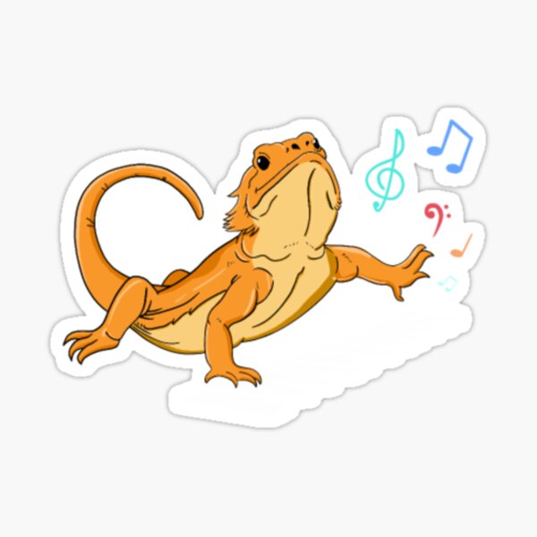 Bearded Dragon Music Piano Player Musician - Dragon - Sticker