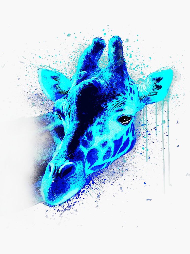 "Giraffe Giraffes Face Hand Drawn Water Color Splash Art Colorful 156