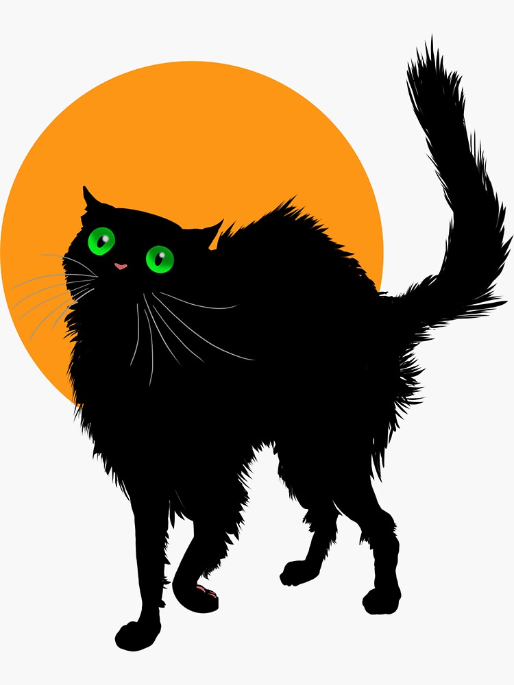 "Black Cat, Full Moon" Sticker for Sale by kybrowncoat Redbubble