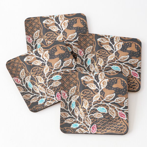 Item preview, Indonesia handmade hand drawn Batik brown leaf plants Pamekasan Madura designed and sold by Morcawork.