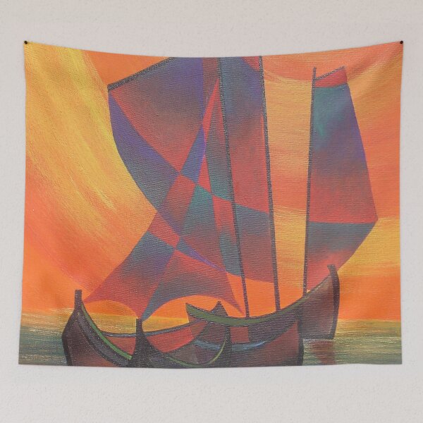 Item preview, Red Sails in the Sunset Cubist Junk Abstract designed and sold by taiche.