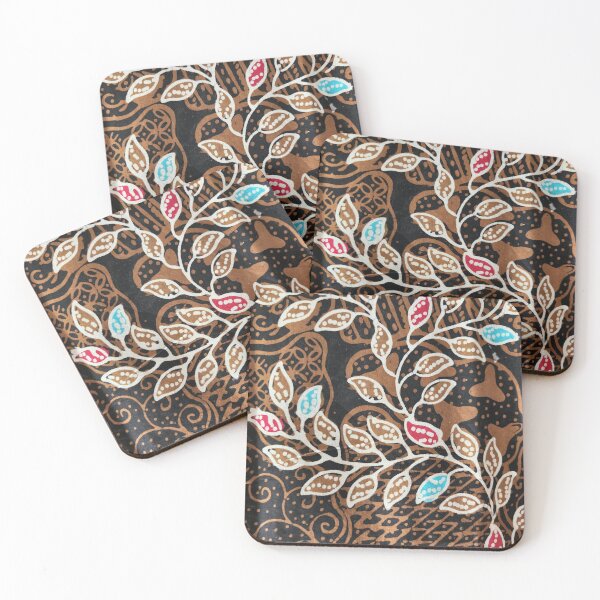 Item preview, Indonesia handmade hand drawn Batik brown leaf plants Pamekasan Madura designed and sold by Morcawork.