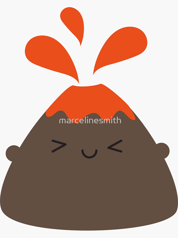 Thumbnail 3 of 3, Sticker, Happy Kawaii Volcano designed and sold by marcelinesmith.