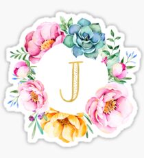 J Pink Floral Sticker