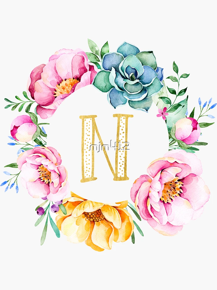 U Floral Monogram Initial  Sticker for Sale by mjm412