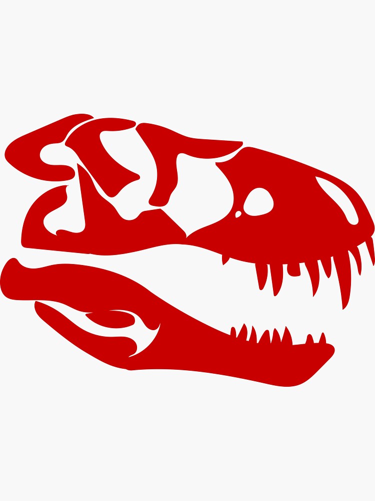 "Red T-Rex Skull / Red Tyrannosaurus Rex Skull " Sticker for Sale by