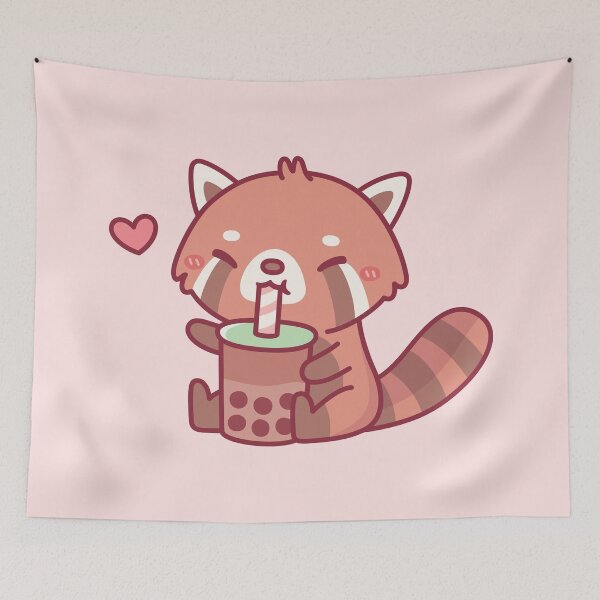Item preview, Cute Red Panda Loves Drinking Bubble Tea designed and sold by rustydoodle.