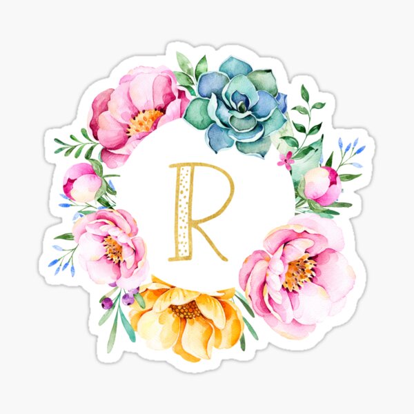 Letter R Monogram Logo. Circle Floral Style with Beautiful Roses