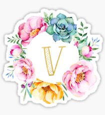 V Pink Floral Sticker