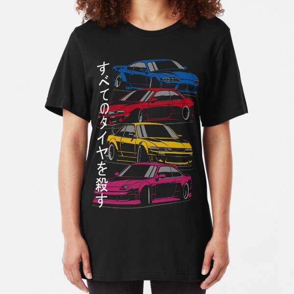 Kill all tires. Silvia S13, S14, S15 (color) Slim Fit T-Shirt