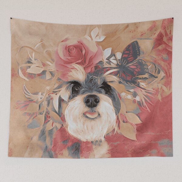 Item preview, Cute Miniature Schnauzer Dog with Flower Crown designed and sold by Fable and Guild.