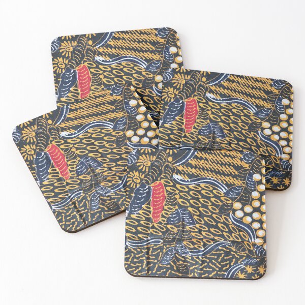 Aperçu de l'œuvre Tissu batik en coton indonésien fait main dessiné à la main marron Sekarjagad motif végétal Pamekasan Madura créée et vendue par Morcawork.