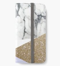 Bohemian minimalistischen gold geometrische lila Dreiecke weißer Marmor iPhone Flip-Case/Hülle/Klebefolie