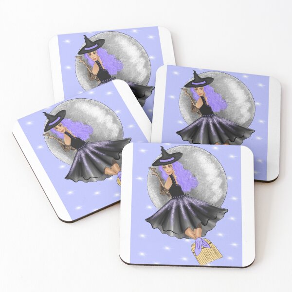 Item preview, Flying Purple Witch On A Broomstick On A Silver Full Moon designed and sold by SMillustrations.