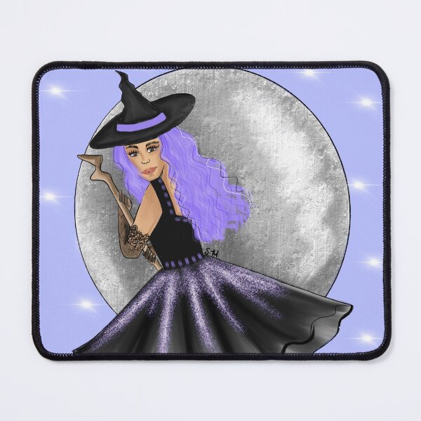 Item preview, Flying Purple Witch On A Broomstick On A Silver Full Moon designed and sold by SMillustrations.