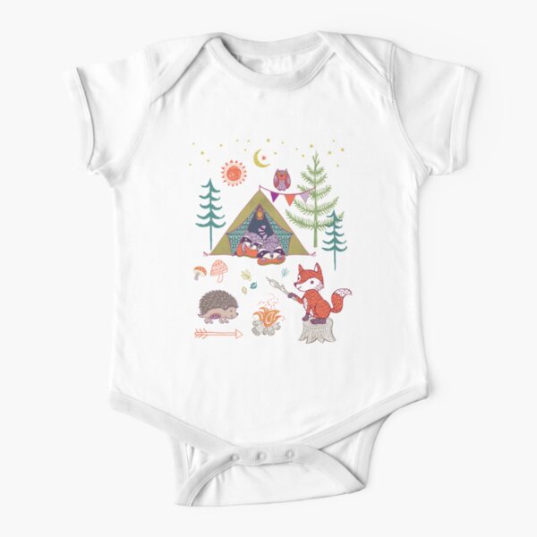 Woodland Animals Campout Short Sleeve Baby One-Piece