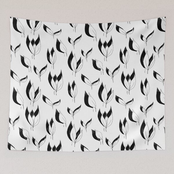 Item preview, Black and White Leaves Pattern designed and sold by Fairies Flower  Garden.