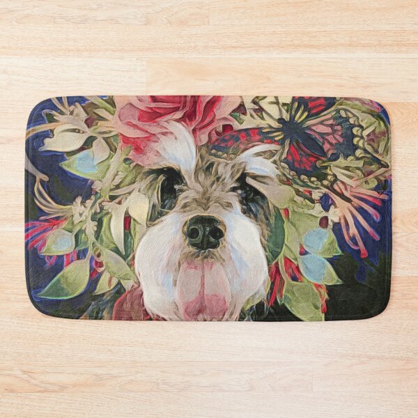 Item preview, Dog with Flower Crown | Miniature Schnauzer and Butterfly designed and sold by Fable and Guild.