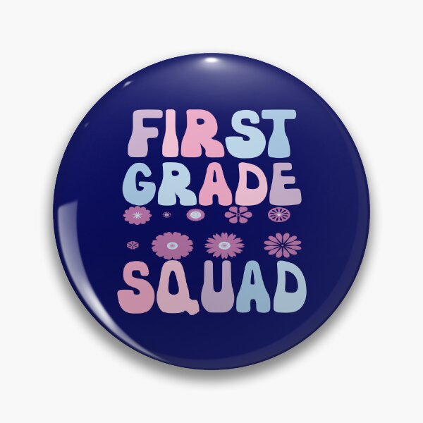 Item preview, First Grade Squad Retro Purple Flowers Funny First Grade designed and sold by SharpThreadZ.