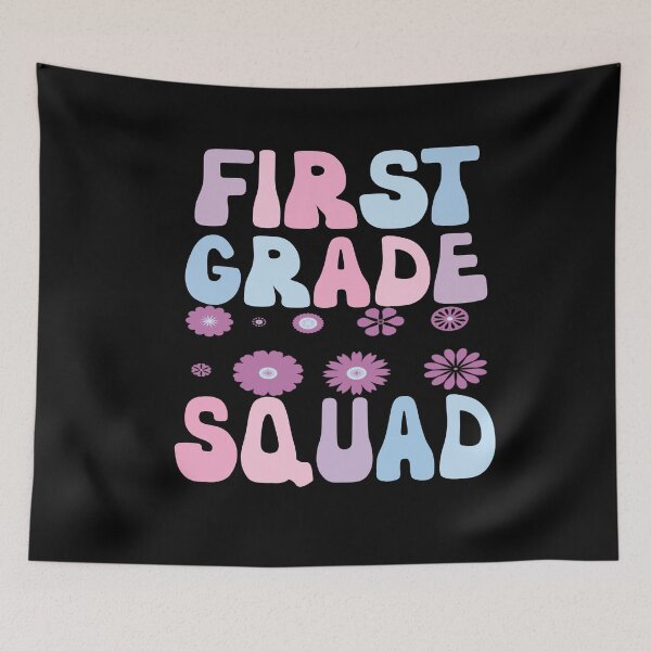 Item preview, First Grade Squad Retro Purple Flowers Funny First Grade designed and sold by SharpThreadZ.