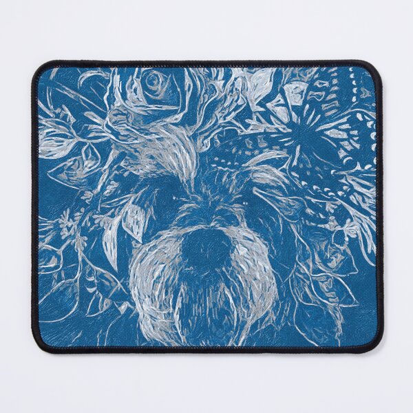 Item preview, Monochrome Dog with Flower Crown | Miniature Schnauzer with Butterfly and Roses designed and sold by Fable and Guild.