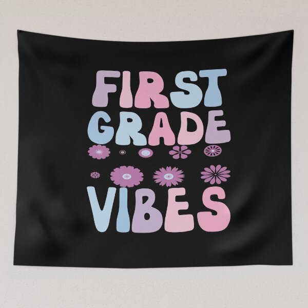 Item preview, First Grade Vibes Retro Purple Flowers Funny First Grade Gift designed and sold by SharpThreadZ.