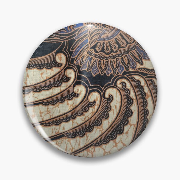 Item preview, Batik blue brown godong pelem mango leaves plant pattern designed and sold by Morcawork.