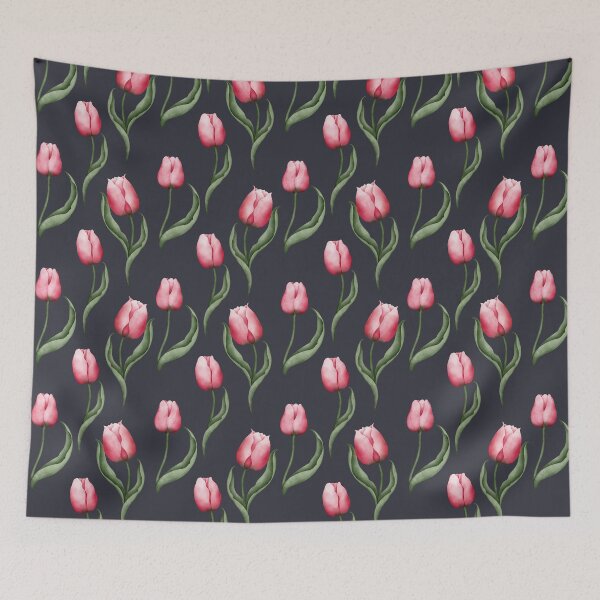 Item preview, Red Tulips Pattern best for Pillow,bath mats,shower curtain,throw blankets and tapestries designed and sold by Fairies Flower  Garden.
