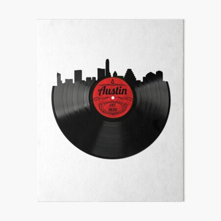 Artikel-Vorschau von Austin Texas Vinyl-Schallplatten-Skyline-Design, designt und verkauft von TNDesignStudio.
