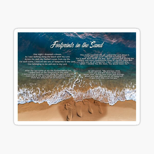 "Footprints in the sand 4 Poem Quote Lyrics Prayer Song Jesus