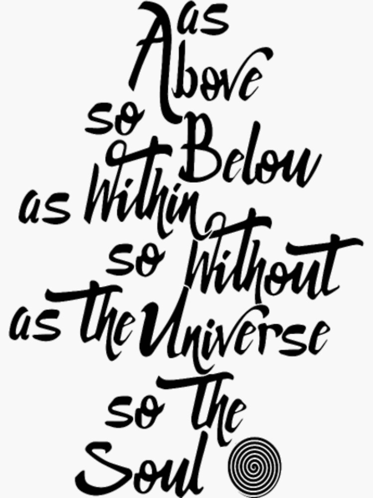 As Above So Below T Shirt Black Font15 Sticker For Sale By Kicmic Redbubble 6501