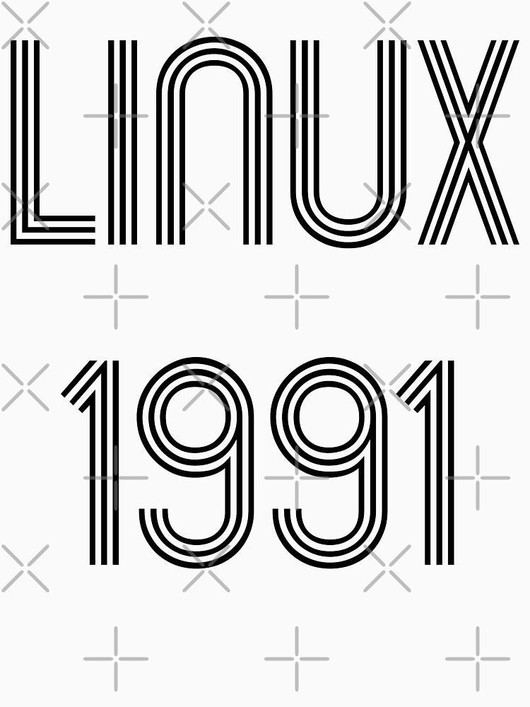 Linux 1991 - Initial Release Year Black Text Design by geeksta