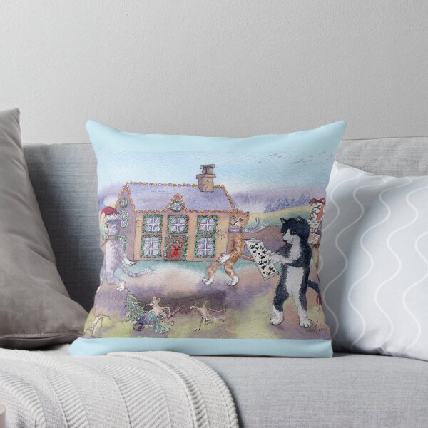 Aperçu de l'œuvre Maison de Noël en mouvement, déménagement de chats à Noël créée et vendue par SusanAlisonArt.