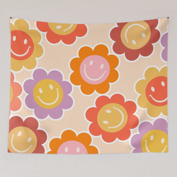 Item preview, Happy Smiley Daisy Pattern in full Bloom Art Print - Cheerful and Sunny designed and sold by Dominiquevari.