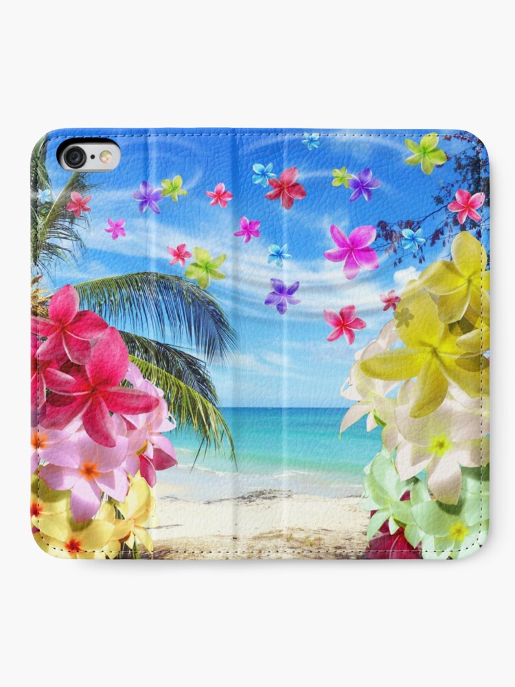 Alternate view of Tropical Beach and Exotic Plumeria Flowers iPhone Wallet