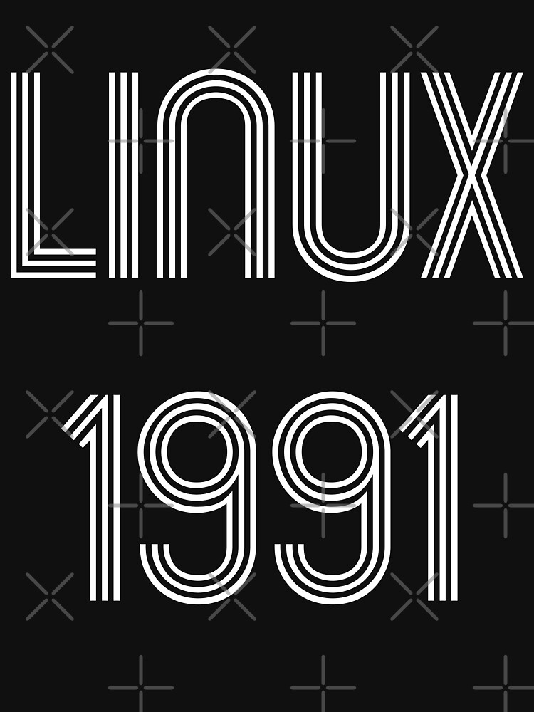 Linux 1991 - Initial Release Year White Text Design by geeksta