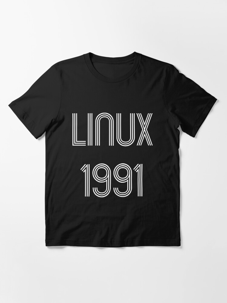 Alternate view of Linux 1991 - Initial Release Year White Text Design Essential T-Shirt