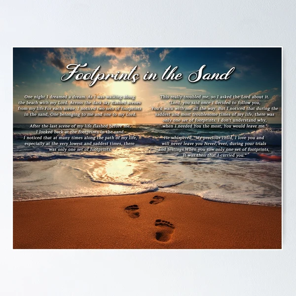 footprints-in-the-sand-11-poem-quote-lyrics-prayer-song-jesus-footsteps-words-footsteps-poster-for-sale-by-edgychristians-redbubble