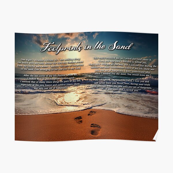 "Footprints in the sand 11 Poem Quote Lyrics Prayer Song Jesus Footsteps words footsteps